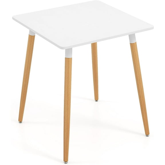 WYDK Square Dining Table, Small Kitchen Table with Adjustable Foot Pads, White Dinner Table for Small Spaces, Dining Living Room, Restaurant, Bar, Bistro