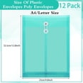thumbnail image 2 of ReliThick 12 Pack Plastic Envelopes with Button and String Tie Closure Expandable Poly String Envelopes Plastic File Folder Letter A4 Size 1-1/4 Inch Expansion (Green), 2 of 7