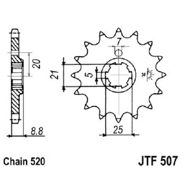 JT Sprockets Steel Front Sprocket 13T 520 Pitch JTF507.13