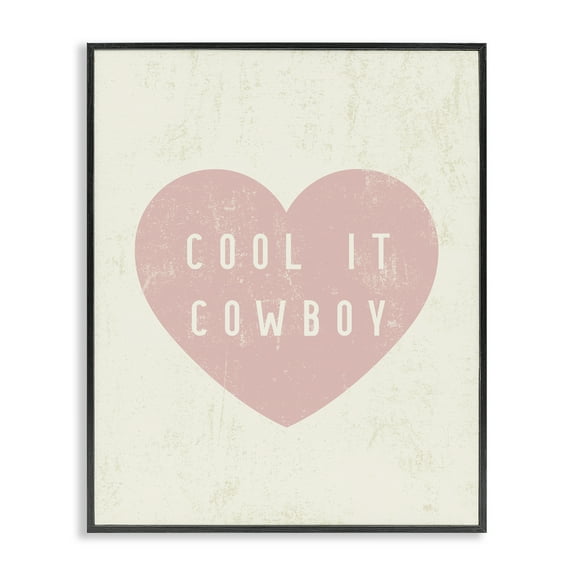 Stupell Industries Cool It Cowboy Heart Text & Numbers Painting Black Framed Art Print Wall Art, 11 x 14