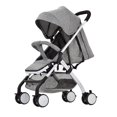 thumbnail image 1 of Cochecito para bebé plegable con estructura de aluminio, color gris, asiento reclinable, ruedas antichoque, freno de pie, arnés de seguridad de 5 puntos y dosel amplio para protección UV. Ligero y, 1 of 7
