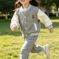 thumbnail image 4 of Coerni Boys & Girls Varsity Jackets Contrast Long Sleeve Embroidery Bomber Jackets Button Down Cardigan Baseball Coats, 4 of 7
