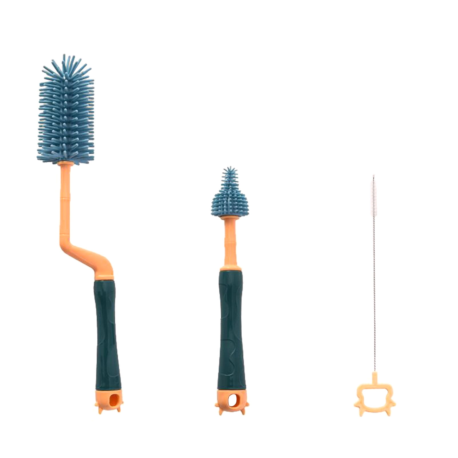 Zmeidao Baby Bottle Brush Silicone Pacifier Brush Straw Brush Cleaning Set Long Handle Can Be Rotated 360°Cup Brush 3-piece Set Wash Infant Pacifier Teat Nozzle or Breast Pump by Spinning Lug