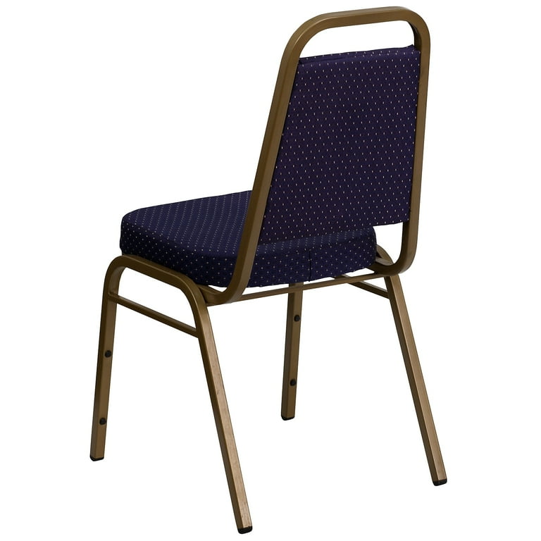 Hercules Series Trapezoidal Back Stacking Banquet Chair in Navy Patterned Fabric - Gold Frame - Flash Furniture