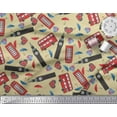 thumbnail image 2 of Soimoi Velvet Fabric Bus,Telephone Booth & London Clock Tower Architectural Print Sewing Fabric Yard 58 Inch Wide, 2 of 3