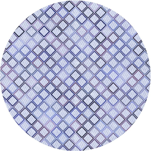 Ahgly Company Indoor Round Patterned Lavender Blue Area Rugs, 4' Round
