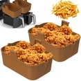 thumbnail image 1 of 2 Pack Friteuse à Air Chaud Pot en Silicone avec Poignée Réutilisable Rectangulaire Poêle Double Panier Friteuse à Air Four Micro-Ondes Doublure (Rouge), 1 of 10