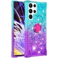 thumbnail image 3 of Glitter Case for Samsung Galaxy S23 Ultra (Not S23, Bling Sparkle Colorful Gradient Quicksand Waterfall Soft TPU Liquid Case Cover with Ring Stand for Samsung S23 Ultra LSJB-Green Purple, 3 of 14