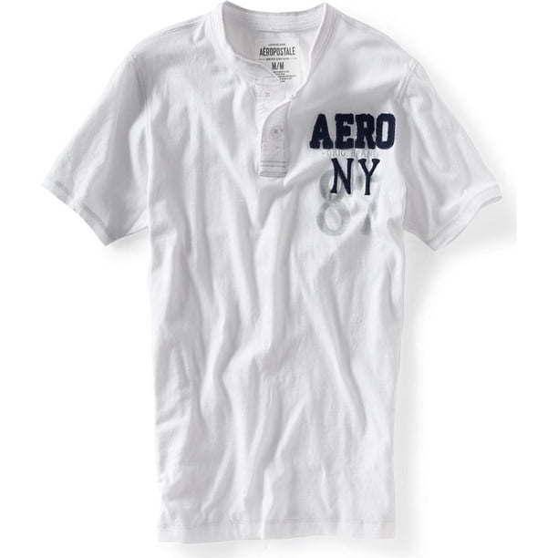 Aeropostale Ny87 Patch Henley - Camiseta para hombre, color blanco, XS Aeropostale henley