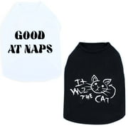 Vibrant Life Tshirt, 2pack, Cat/Naps, Black/White, S