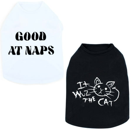Vibrant Life Tshirt, 2pack, Cat/Naps, Black/White, XS