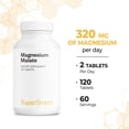thumbnail image 6 of SuperSmart - Magnesium Malate 2400 mg per Day - Muscle & Energy Supplement | Non-GMO & Gluten Free - 120 Tablets, 6 of 9