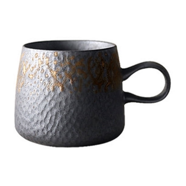Pisexur Batería de cocina Tazas de cerámica para café, hechas a mano, con esmalte metálico, para el hogar, de agua, oscuras y de té. para la cocina del hogar