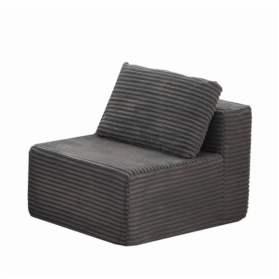 JERFIT Modular Sofa Sectional, Gray Corduroy L-Shaped Couch, No Assembly Recliner Chair, Modern Living Room Furniture for Small Space, Apartment, Bedroom