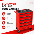 thumbnail image 5 of Rolling Tool Box on Wheels, Seizeen 5-Drawer Tool Chest & Storage Cabinet, Lockable Tool Organizer for Garage Warehouse, Red, 5 of 9