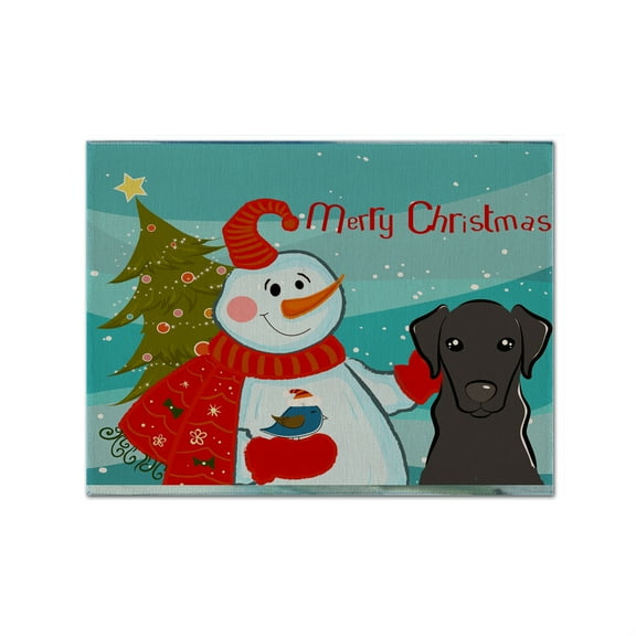 "Caroline's Treasures BB1855PLMT Snowman With Black Labrador Fabric Placemat, Multicolor"