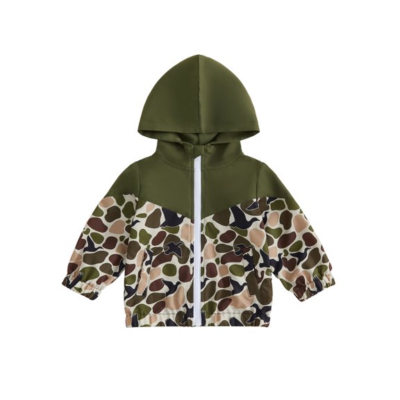 RUINIXCW Toddler Baby Boys Hooded Jacket Fashion Camouflage Patchwork Long Sleeve Zip Up Fall Coat