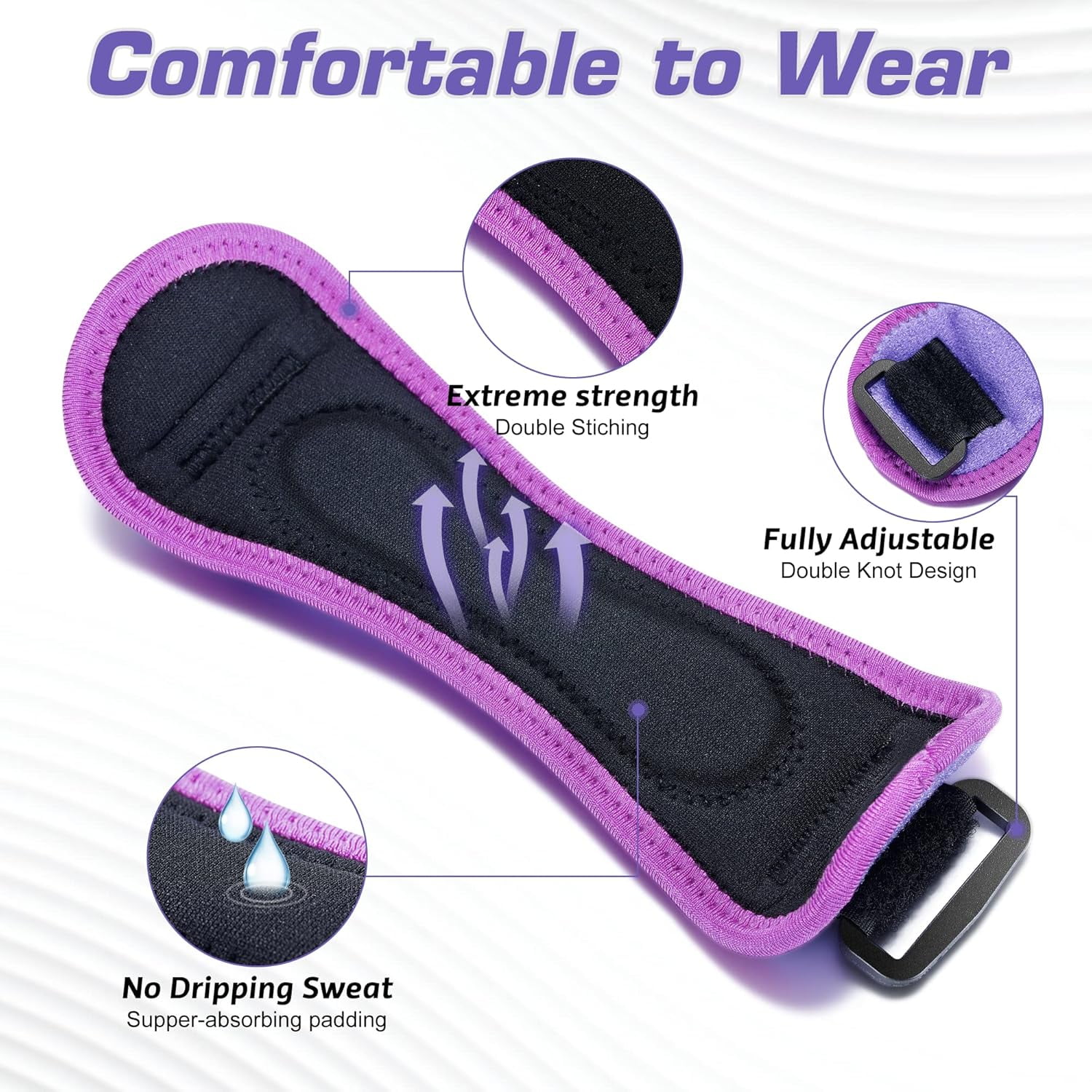 Embroidery Patellar Tendon Support Strap 2 Pack, Knee Pain Relief & Patella Stabilizer Knee Strap, knee Support for Women and Men, Knee Braces for Running, Working Out, Weightlifting, Arthritis,