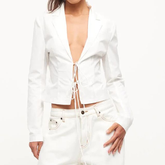 Camisa Señora Blusa Camisa Slim Fit Turndown Collar Cómodo Sexy Manga larga Trajes de verano Cgtredaw Blanco L para Mujer