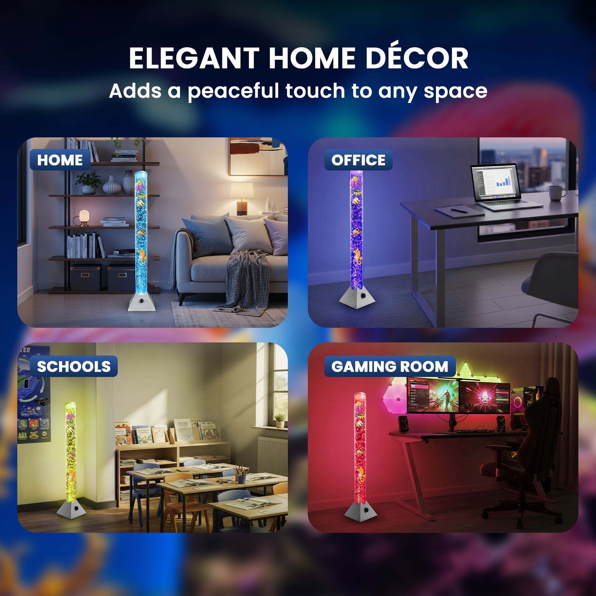 Brewish 3Ft Sensory Bubble Floor Lamp with Bubble Regulator Knob, 7 Color Changing LED Night Light, Artificial Fish Tank for Autism, Fake Aquarium Lamp, Perfect Gift