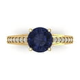 thumbnail image 2 of 2.21ct round cut blue sapphire 14k yellow gold Bridal Wedding Engagement Promise Anniversary Ring for Women size 7.25, 2 of 7