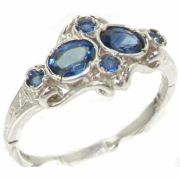 925 Sterling Silver Real Genuine Sapphire Womens Band Ring - Size 10