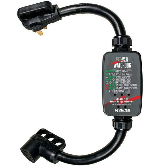 Hughes Auto Surge Protector PWD50 Portable; 4800 Joules Of Advanced Surge Protection; 50 Amp; Bluetooth Connectivity; With Fault Indicator Light; With Plug Head Handle Grip