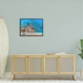 thumbnail image 2 of Summer Beach Bike Ride Reflection Coastal Painting Black Framed Art Print Wall Art, 2 of 7