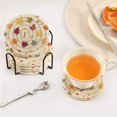 thumbnail image 2 of 6 Pcs Drink Coasters with Holder 3.94in Woven Coasters for Drinks Colorful Autumn Leaves Pattern Coaster Set for Protection Table, 2 of 7