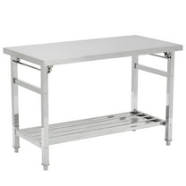 DSSTYLES Stainless Steel Folding Table for Prep & Work with Caster Wheels 47 x 24 Inches, NSF Commercial Heavy Duty Table Workstation with Undershelf for Restaurant, Home and Hotel