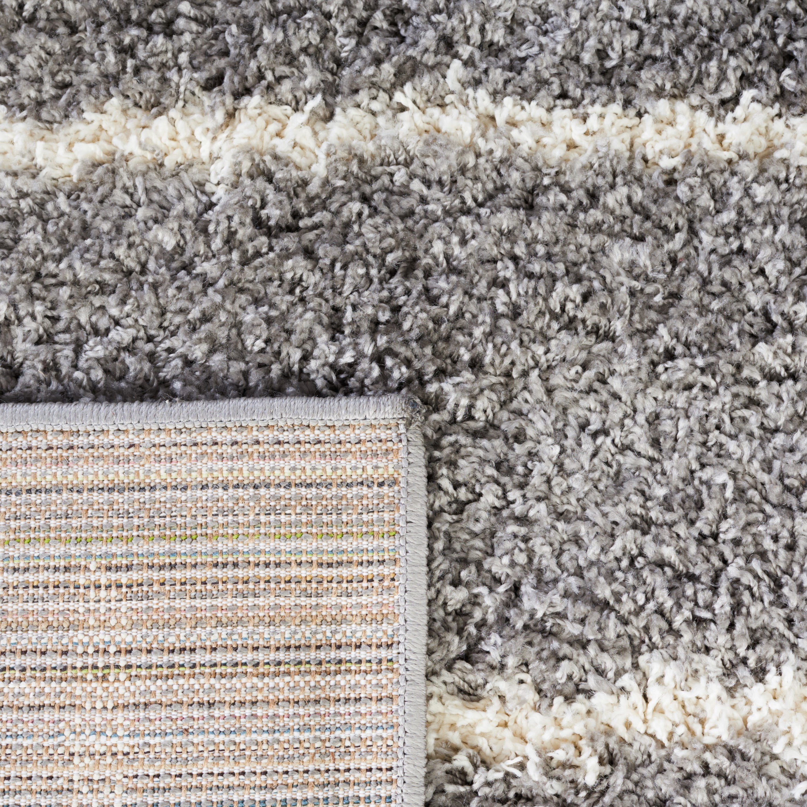 SAFAVIEH Venus Anuki Striped Shag Runner, 2'2" x 8', Grey/Ivory