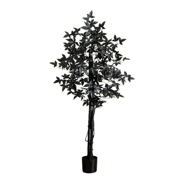 Nearly Natural 5ft. Artificial Halloween Black Maple Tree with Natural Trunk