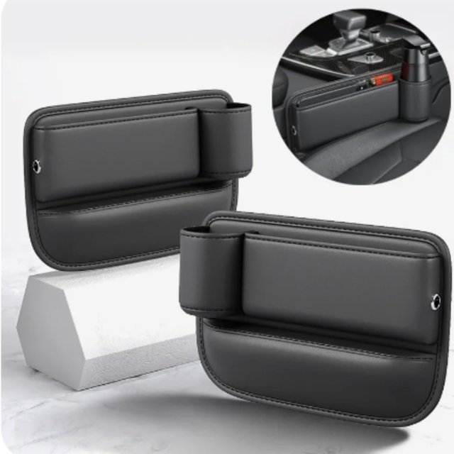 Heliisoer Car Leather Cup Bag Custom Seat Storage Box With Text Adjustable Car Seat Storage Box Leather Car Seat Organizer For Glasses Phones