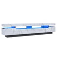 thumbnail image 4 of ChVans 82.7" Large LED TV Stand for 80/85/90" TV, White Marbling High Gloss Entertainment Center w/LED Lights & Storage Drawers Furniture, Living Room TV Cabinet Console Table, White-82.6", 4 of 9