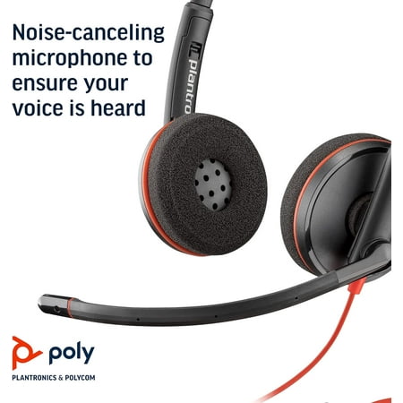 Poly - Blackwire 3220 USB-A Noise Cancelling On-Ear Headset - Black
