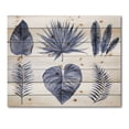 thumbnail image 3 of Designart 'Blue Watercolour Tropical Leaves IV' Traditional Print on Natural Pine Wood, 3 of 5