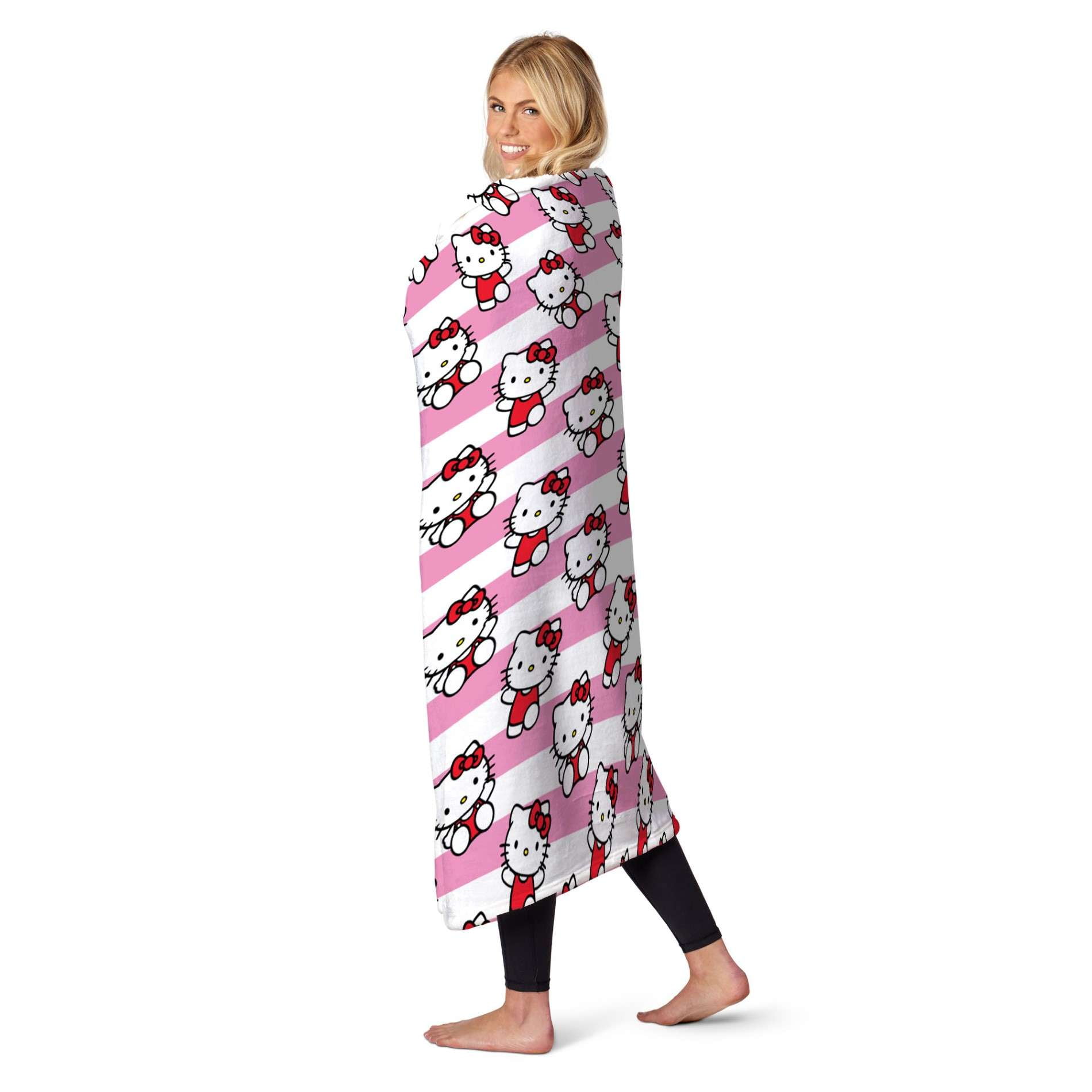 Sanrio Hello Kitty Bow And Stripes Kids Silk Touch Throw Blanket