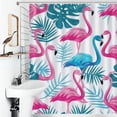 thumbnail image 3 of Flamingo Pattern Shower Curtain for Bathroom with 12Hooks, Polyester Fabric Thick Shower Curtain Washable Waterproof Curtain, 3 of 6