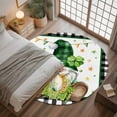 thumbnail image 3 of Saint Patrick's Day Washable Area Rug&nbsp;3 ft Green Fourleaf Grass Gnomes Black Plaid Soft Round&nbsp;Rugs for Living Room, Non Slip Carpet for Bedroom&nbsp;Entryway Dining Room, 3 of 9