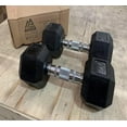 thumbnail image 5 of Barbell Rubber encased Hex Dumbbell Weights with Metal Handles for Strength Training, Full Body Workout. Sold as a Pairs, 5 of 5
