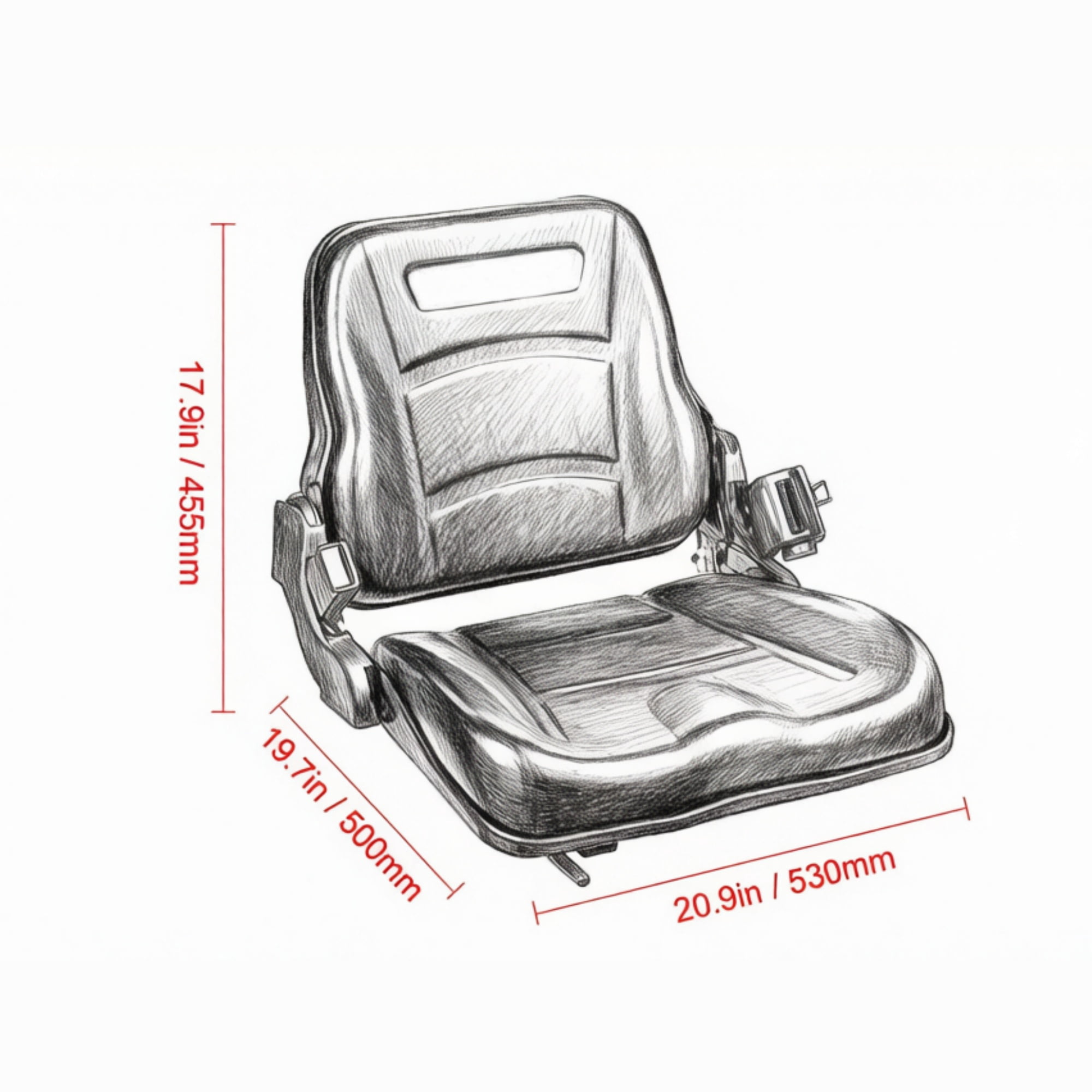 Universal Forklift & Tractor Seat, Adjustable Back with Micro Switch, 6.3-13.4" Slot for Loader & Excavator