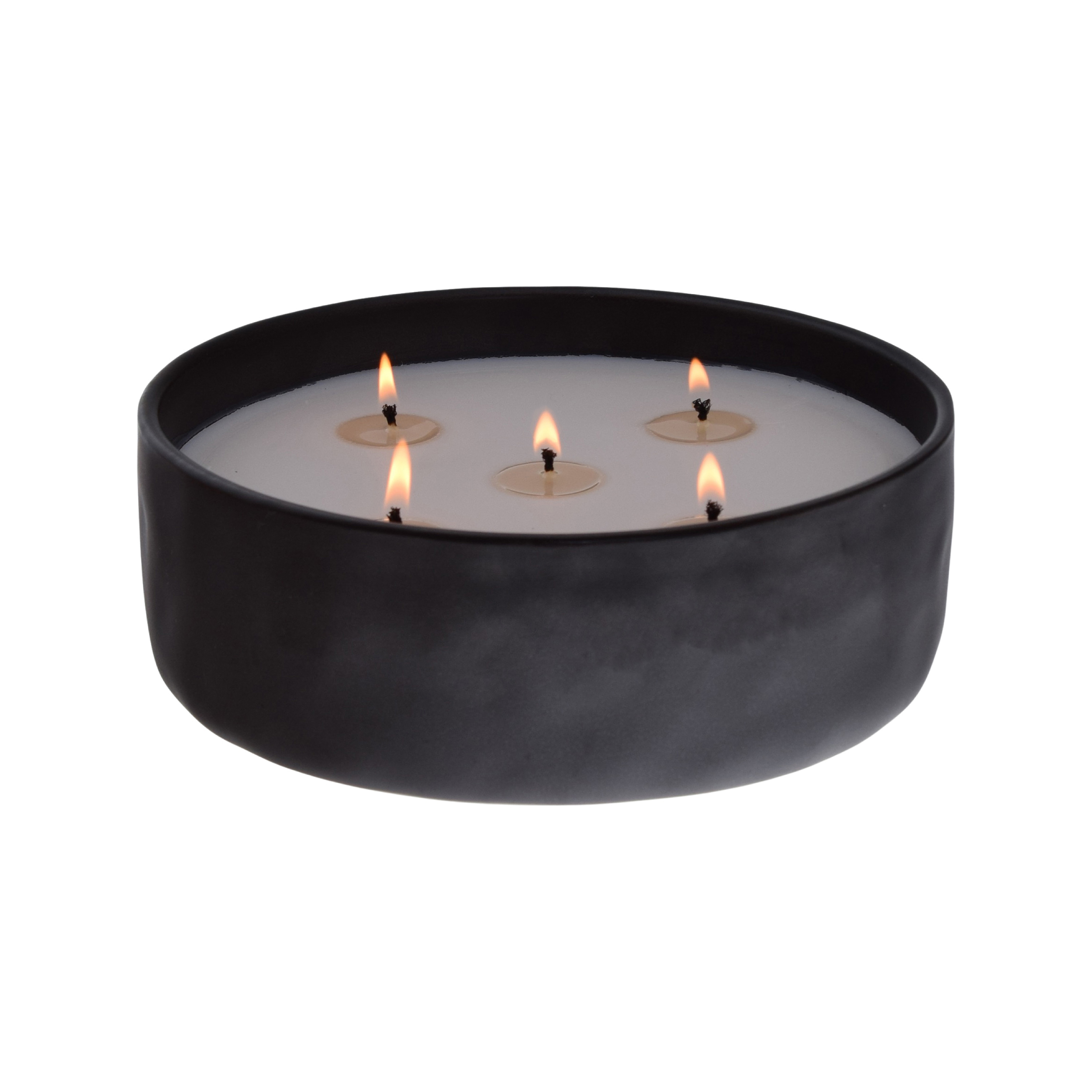 Home Decor Collection 43.7 oz Blue Citron & Coconut Scented 5-Wick Black Glazed Ceramic Candle