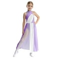thumbnail image 2 of iiniim Kids Girls Sleeveless Halter Neck Modern Lyrical Ballet Dance Color Block Leotard Dress Dancewear Light Purple 10, 2 of 7