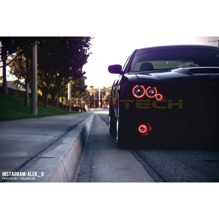 Flashtech Red LED Halo Ring Fog Light Kit for Dodge Charger 05-10