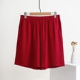 thumbnail image 2 of Womens Wide Leg Shorts with Pockets, Elastic Waist Soft Comfy Casual Shorts, Summer Beach Lounge Athletic Gym Fitness, Womens Casual Wear | VerBelle,Wine 5XL, 2 of 6