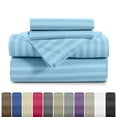 thumbnail image 3 of LDC Lux Decor Collection Bed Sheet Set Striped 4 Piece Ultra Soft Deep Pocket Microfiber Sheets Blue King, 3 of 10