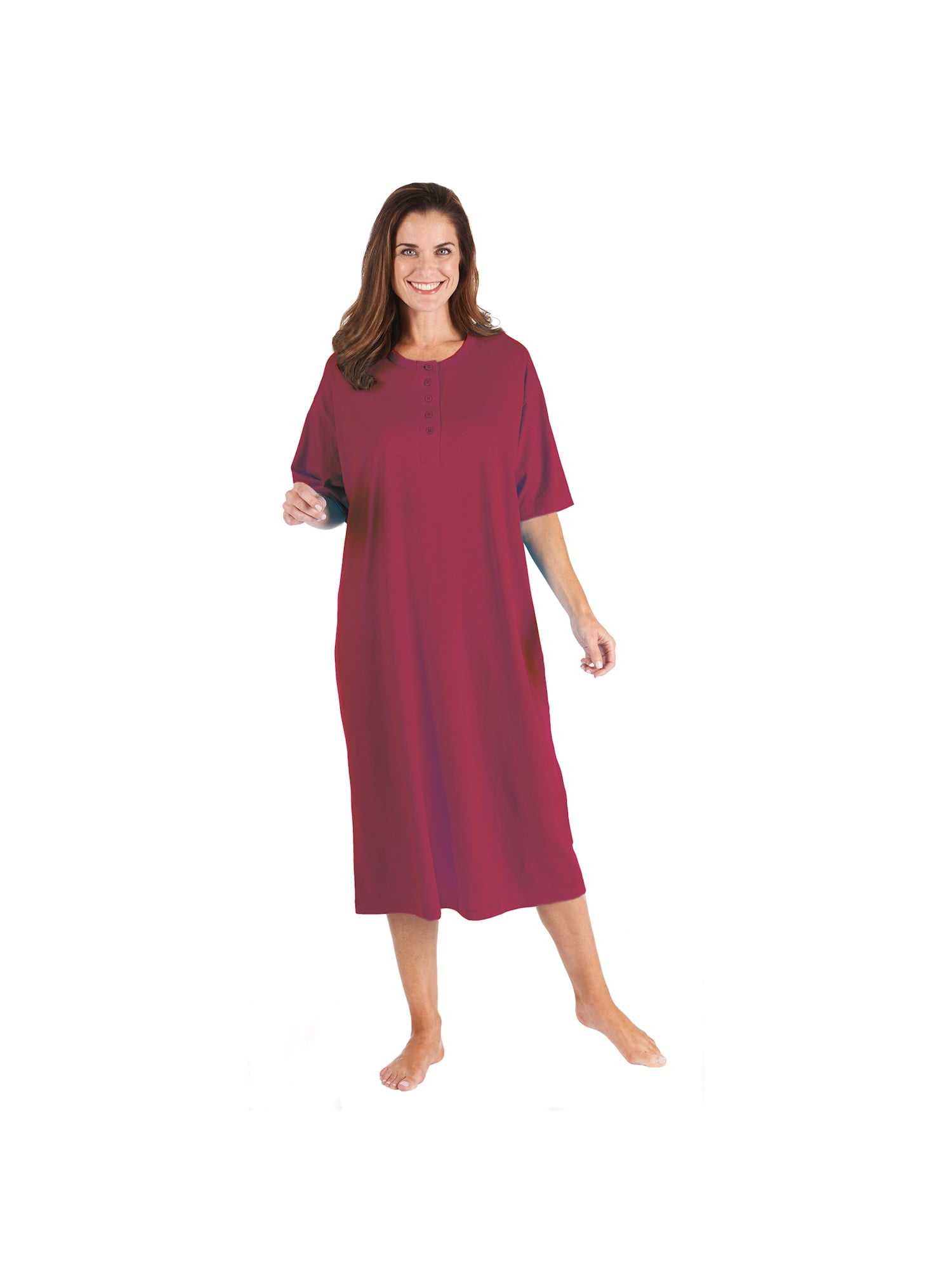 7 VEILS Men’s Nightshirt Nightwear Comfy Big & Tall Short Sleeve Henley Sleep Shirt Tops Nightgown 