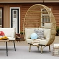 thumbnail image 3 of Uforic Swivel Outdoor Lounge Chair,Oversized Rotating Egg Chair With Cushions - Beige, 3 of 8