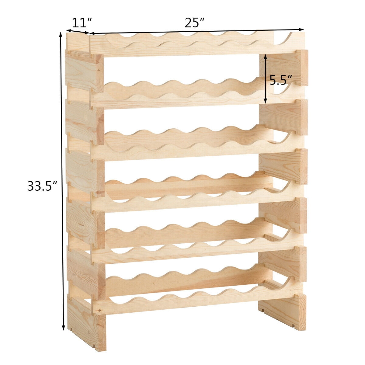 Thicker Wood 6/'x6/' wine display Wine Stand 36 Bottle Capacity Stackable Storage Wine Rack Wobble-Free