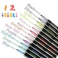 thumbnail image 2 of Rotuladores metálicos con automático de 12 colores, bolígrafo de doble línea para escribir, dibujar y , rotuladores permanentes perfecl Plumas de contorno de doble línea, 2 of 8